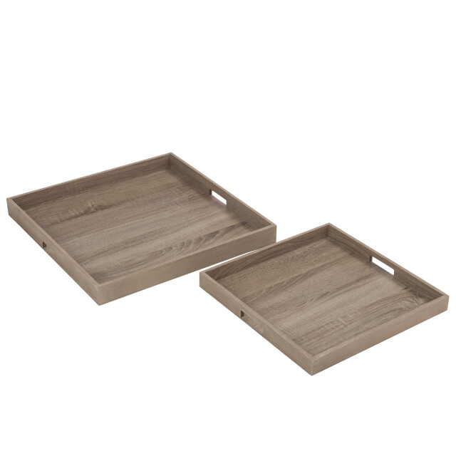J-Line Set 2 tray square wood natural 68100 large