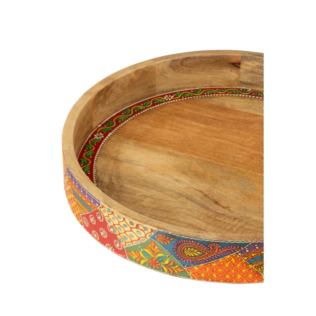 J-Line Set of 2 tray 2 handle delhi mango wood mix 50567 large