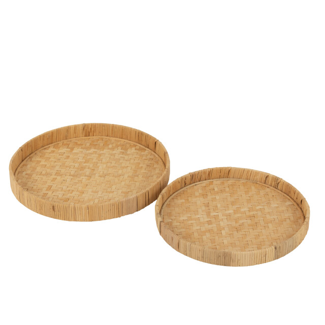 J-Line Set of 2 plates round bamboo/cane natural 50750 large