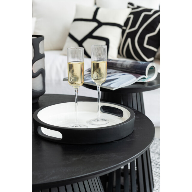 J-Line Tray vik wood black/white assortment of 2 34492 large