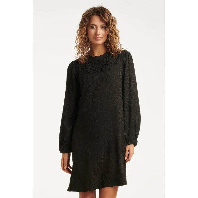 Smashed Lemon Zwarte jacquard jurk | 25709-999-3XL large