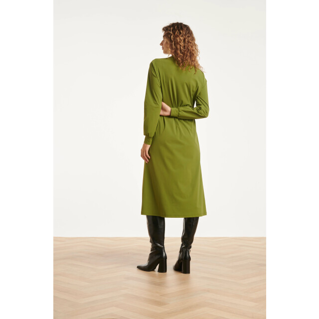 Smashed Lemon Damesgroene travelkwaliteit midi jurk | 25657-550-L large