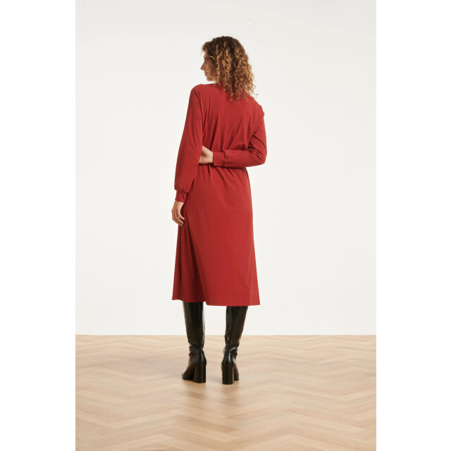 Smashed Lemon Damesarmygroene travelkwaliteit midi jurk | 25657-470-S large