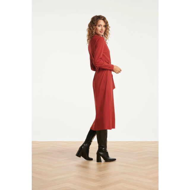 Smashed Lemon Damesarmygroene travelkwaliteit midi jurk | 25657-470-S large