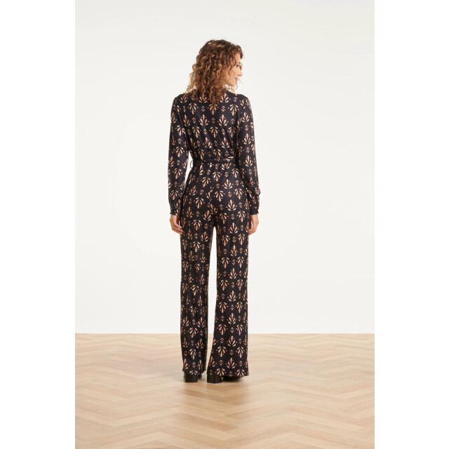 Smashed Lemon Stretchstof ornament geprint jumpsuit in zwart en camel | 25597-999-735 large