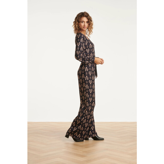 Smashed Lemon Stretchstof ornament geprint jumpsuit in zwart en camel | 25597-999-735 large