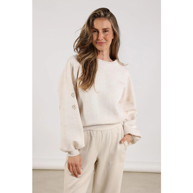 Nukus Nkf03029 9 amadora sweater flowerstuds sand NKF03029  9 large