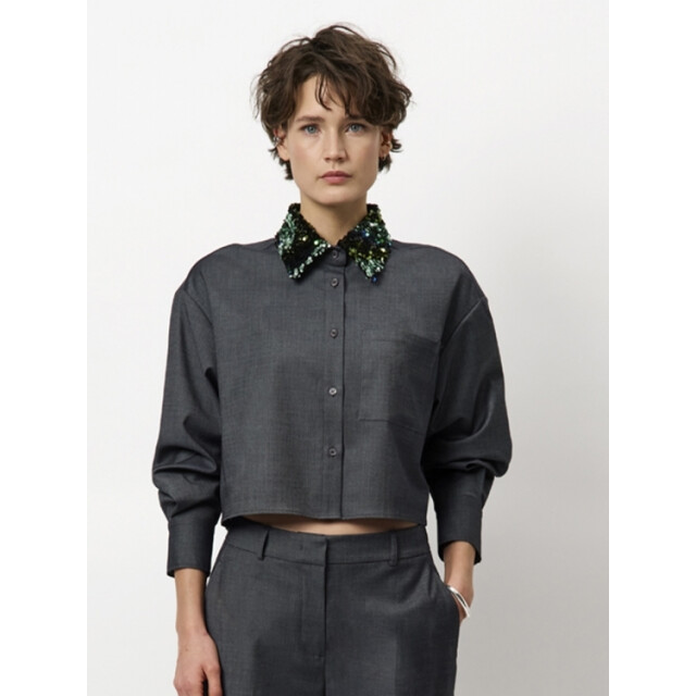 Dante 6 D6 cybella embellished shirt D6 Cybella Embellished Shirt/9601 Granite Grey Melange large