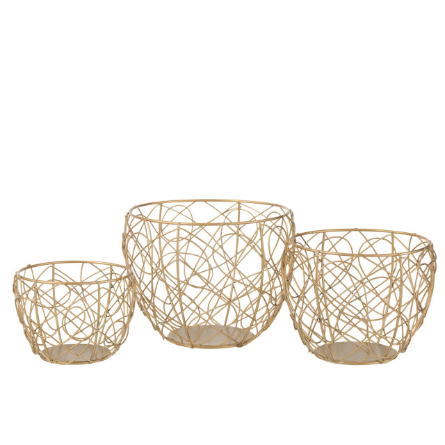 J-Line Set 3 baskets metal gold 25103 large