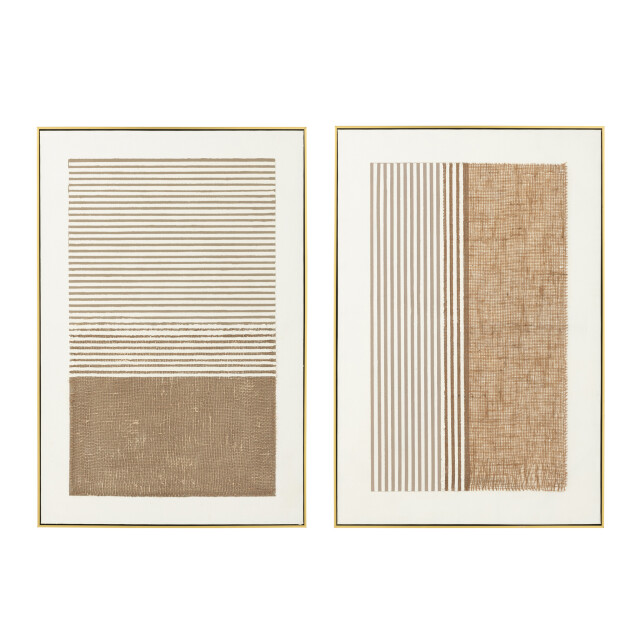 J-Line Painting lame acrylic ecru/taupe assortment of 2 57397 large