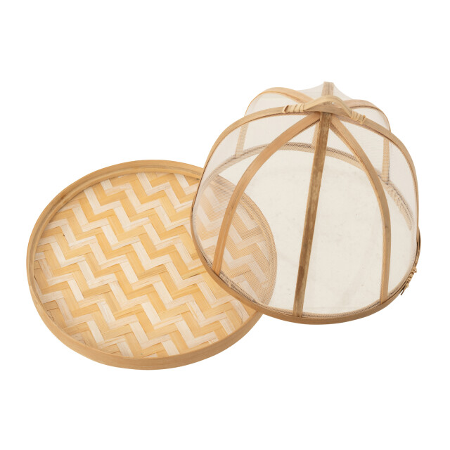 J-Line Set of 3 tray+foodcover bamboo natural/white 51845 large