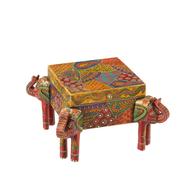 J-Line Box elephant feet delhi mango wood mix 50574 large