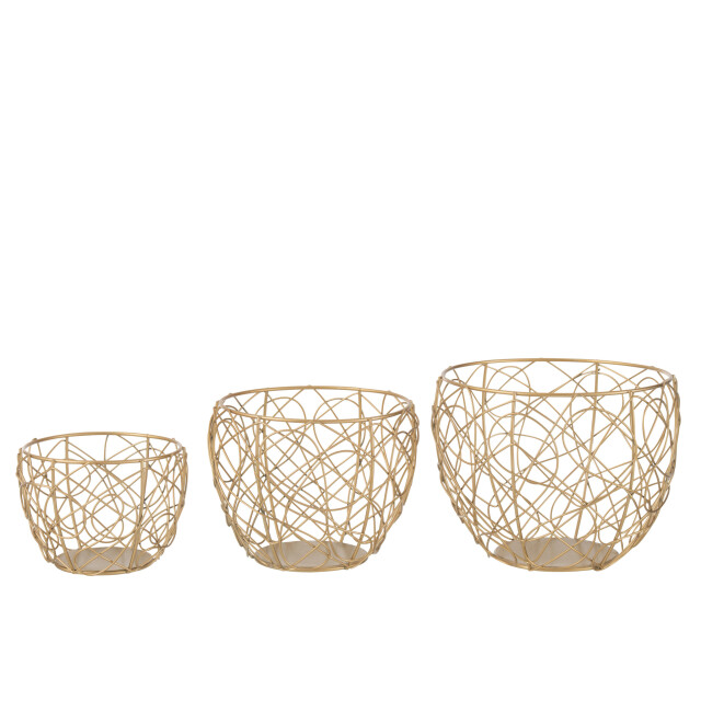 J-Line Set 3 baskets metal gold 25103 large