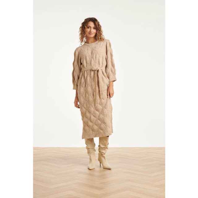 Smashed Lemon Damesgebreide midi jurk | 25501-735-L large