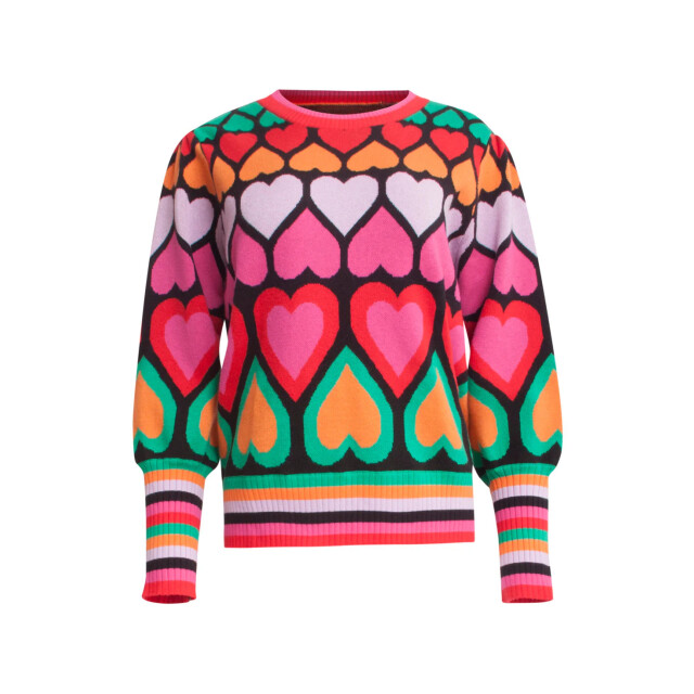 Smashed Lemon 24900 multi gebriede top met hartjesprint | 24900-998-XS large