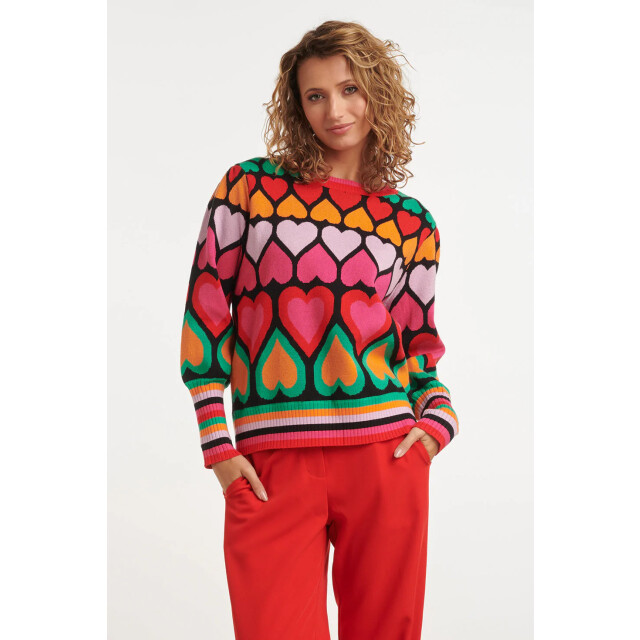 Smashed Lemon 24900 multi gebriede top met hartjesprint | 24900-998-XS large