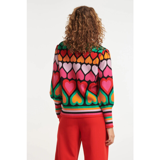 Smashed Lemon 24900 multi gebriede top met hartjesprint | 24900-998-XS large