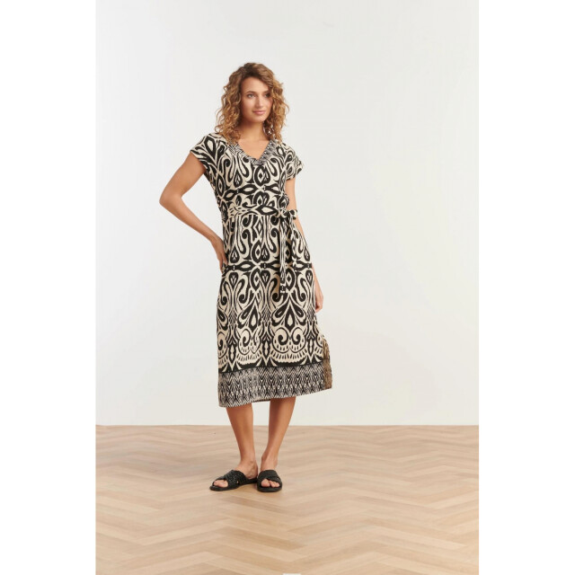 Smashed Lemon 35176 jurk off white-black 35176 large