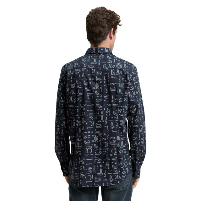 Tom Tailor Stretch shirt aop ls navy 5309.37.0005 large