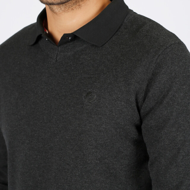 Q1905 Trui heemskerk zwart/ antraciet QM2354319-130-1 large