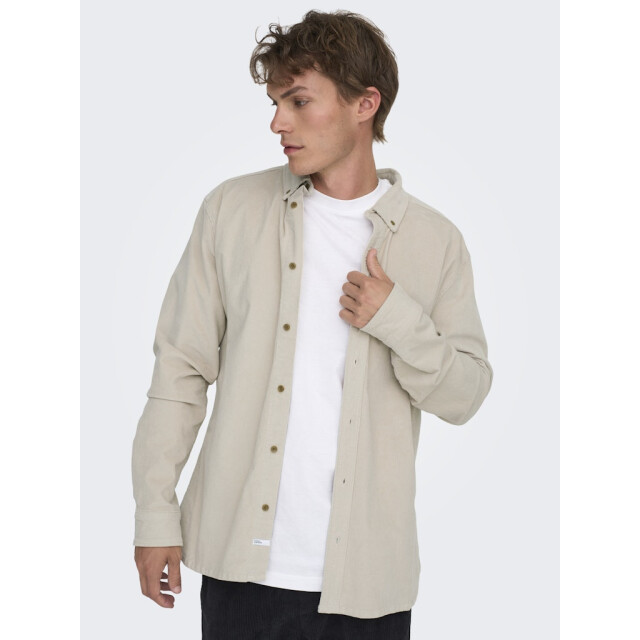 Only & Sons onsmichael 18w reg cord stretch ls 22029764 silver lining 05631.915.0005 large