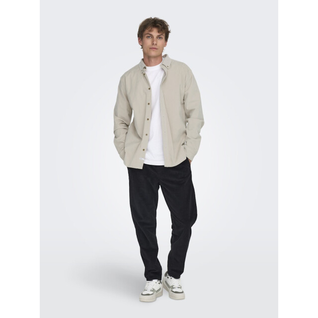 Only & Sons onsmichael 18w reg cord stretch ls 22029764 silver lining 05631.915.0005 large