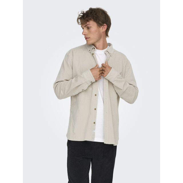 Only & Sons onsmichael 18w reg cord stretch ls 22029764 silver lining 05631.915.0005 large
