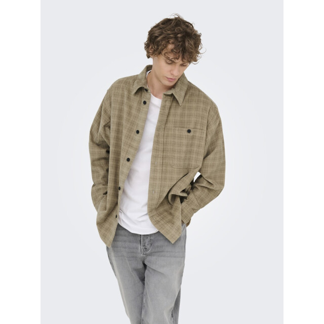 Only & Sons onswaleed corduroy overshirt 0345 22034467 chinchilla 05633.840.0093 large