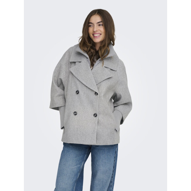 Jacqueline de Yong hannah short jacket otw hab 15337889 medium grey melange 06111.941.0010 large