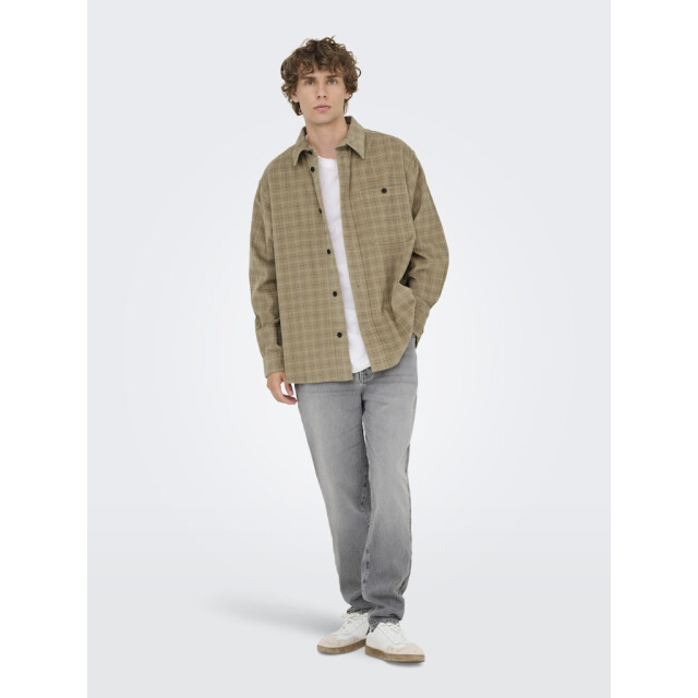 Only & Sons onswaleed corduroy overshirt 0345 22034467 chinchilla 05633.840.0093 large
