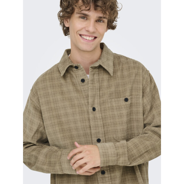Only & Sons onswaleed corduroy overshirt 0345 22034467 chinchilla 05633.840.0093 large