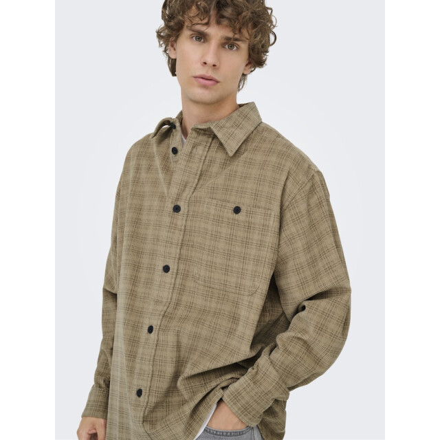 Only & Sons onswaleed corduroy overshirt 0345 22034467 chinchilla 05633.840.0093 large