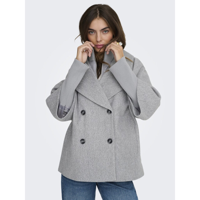 Jacqueline de Yong hannah short jacket otw hab 15337889 medium grey melange 06111.941.0010 large
