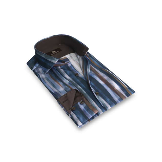 Circle of Gentlemen Nikos gestreept shirt in stretch kwaliteit 244-20014-551- large
