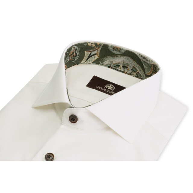 Circle of Gentlemen Nash effen overhemd met vintage-paisley contrast 100%co, crème 244-20002-050- large