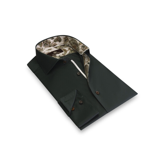 Circle of Gentlemen Nestor effen overhemd met vintage-paisley contrast 100%co 244-20006-480- large