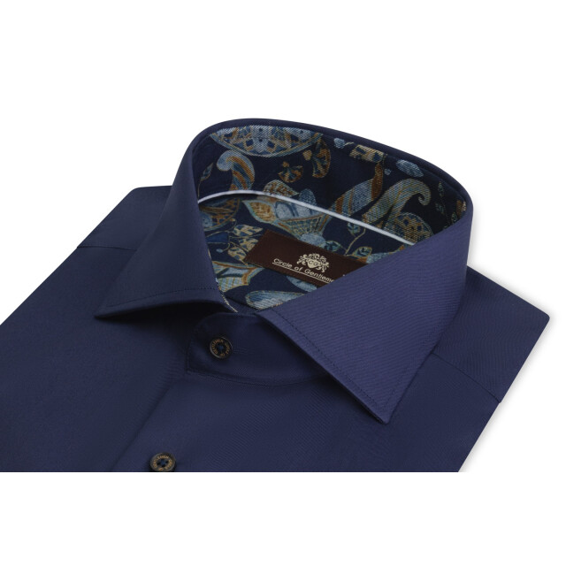 Circle of Gentlemen Neal effen overhemd met vintage-paisley contrast 100%co 244-20004-580- large