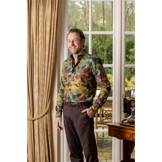 Circle of Gentlemen Napoleon overhemd met allover bloemenprint 61%co/39% cly 244-20007-453- large