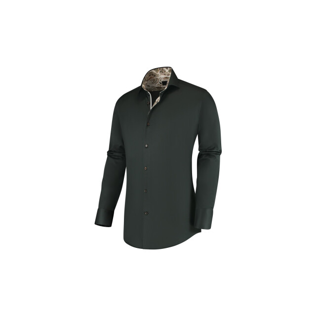 Circle of Gentlemen Nestor effen overhemd met vintage-paisley contrast 100%co 244-20006-480- large