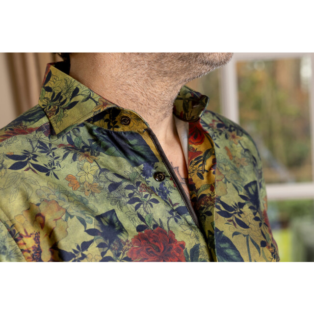 Circle of Gentlemen Napoleon overhemd met allover bloemenprint 61%co/39% cly 244-20007-453- large