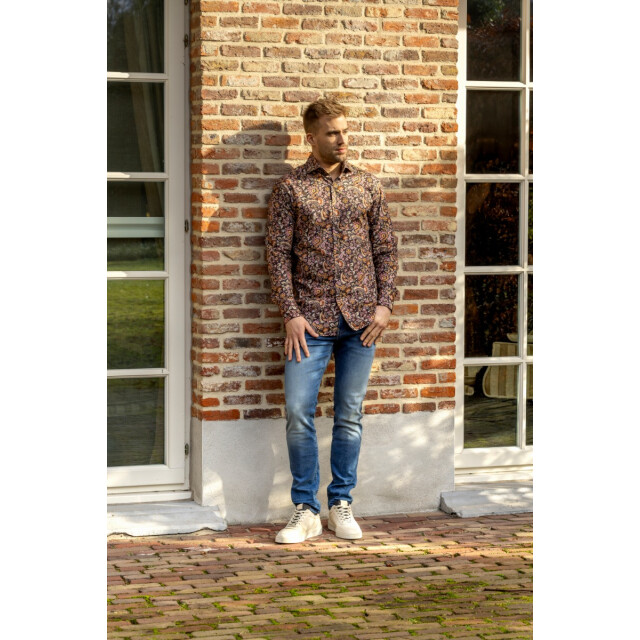 Circle of Gentlemen Nils overhemd met all-over print, 2-knoopskraag in katoen/lyocell kwaliteit 244-20010-283- large