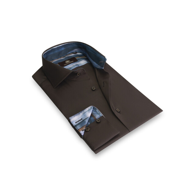 Circle of Gentlemen Nolan effen overhemd met contrasten in stretch kwaliteit 244-20016-680- large