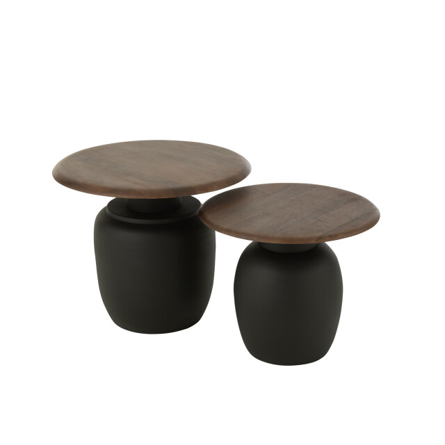 J-Line Set of 2 side table oval iron dark brown 55856 large