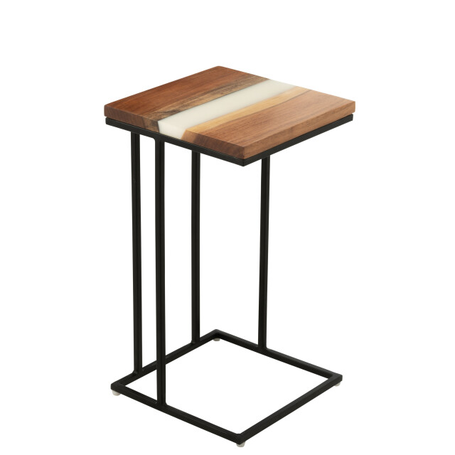 J-Line Side table square acacia wood/resin natural/white 51009 large