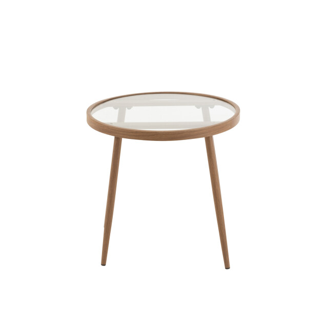J-Line Side table round metal/glass dark brown 20079 large