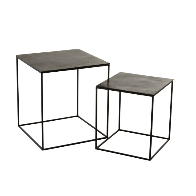 J-Line Set 2 side tables square oxidize aluminium/iron antique black 96997 large
