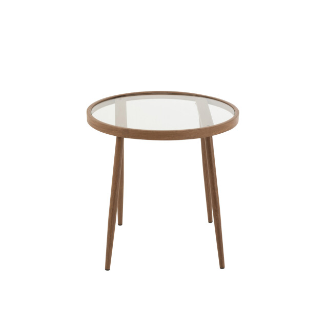 J-Line Side table round metal/glass dark brown 20079 large