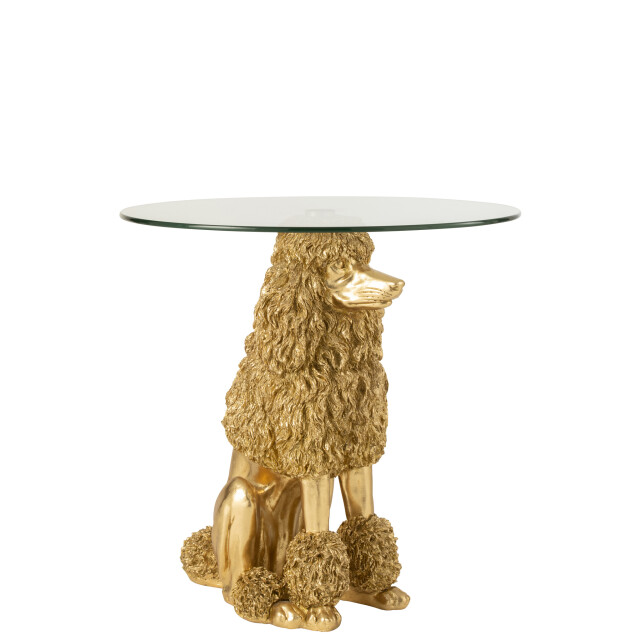 J-Line Side table poodle round polyresin gold colored 55312 large