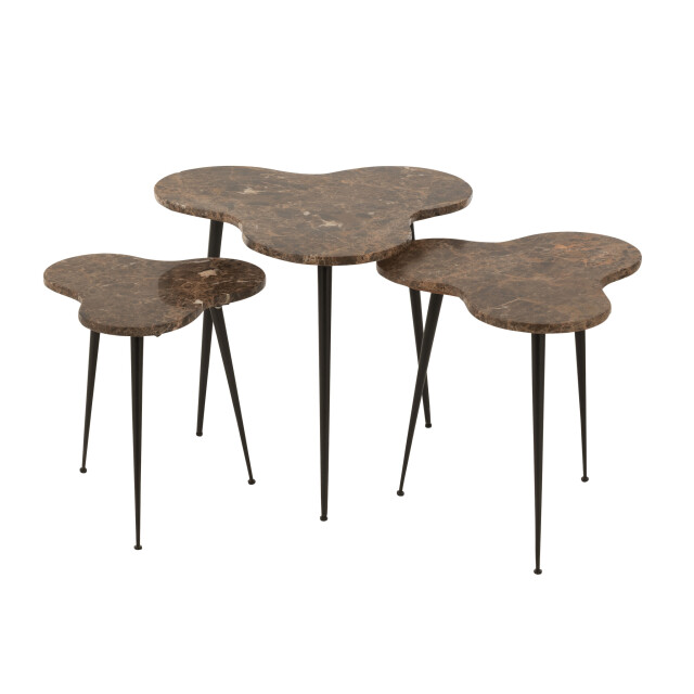 J-Line Set of 3 side tables bee marble/metal brown/black 45995 large
