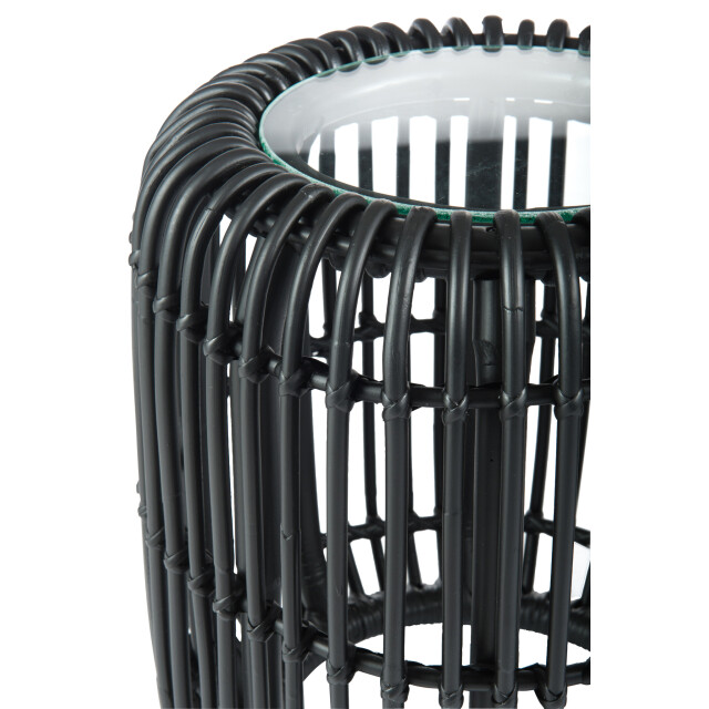 J-Line Side table round rattan/glass mat black 75265 large